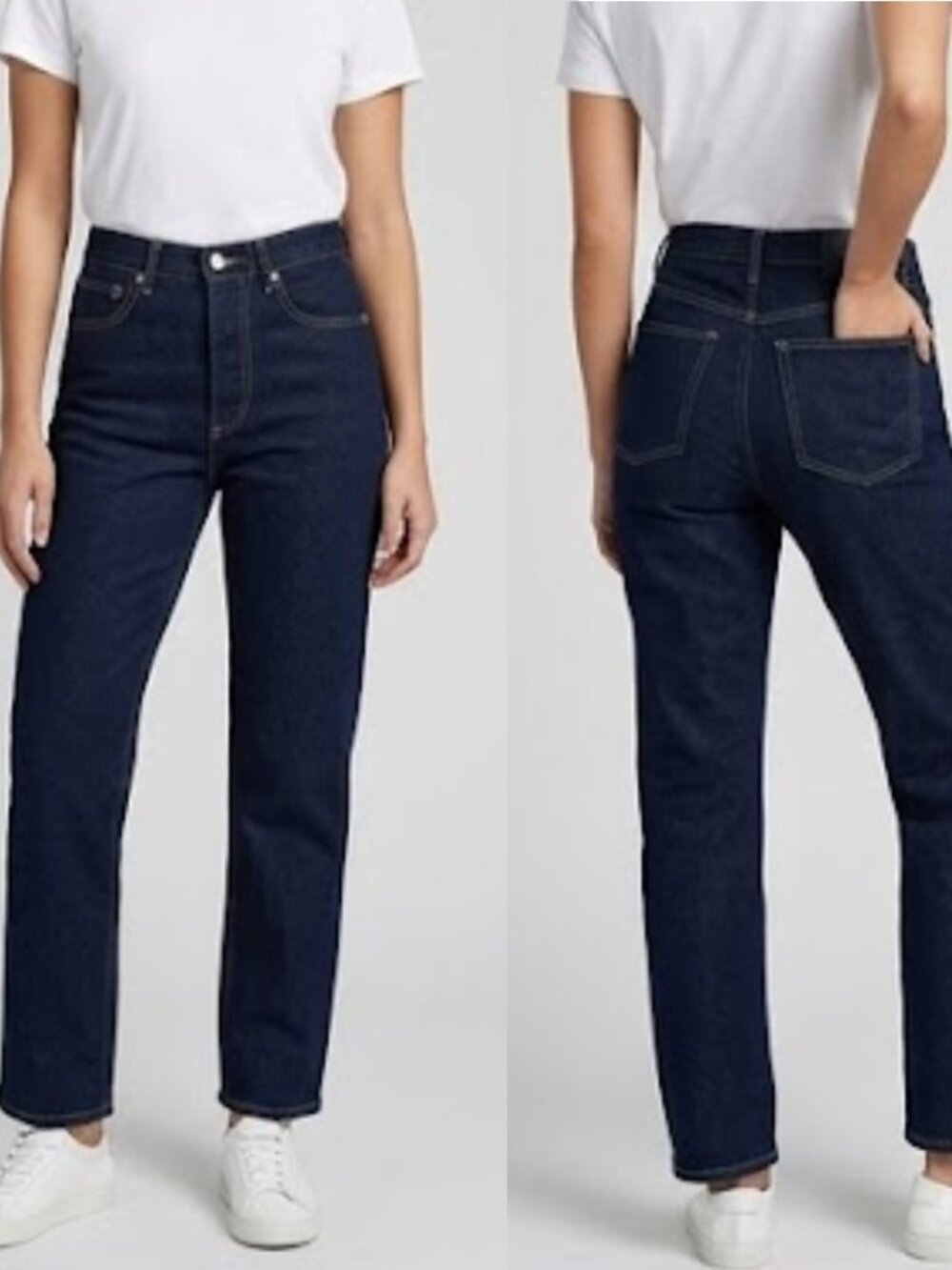 The Reset R Label Straight Leg Jeans Dark Blue High Waist Womens Size 28